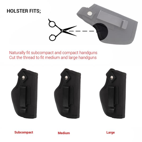 Skjult Bærepistolhylster med Elastikbælte og Stålclips til Bælter Op til 2 Tommer - 800D Nylon, Sort