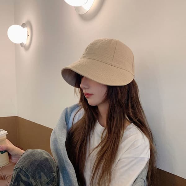 Solhatt i bomull for kvinner, justerbar, bred brem, solbeskyttelse, sommerstrand, lett, khaki