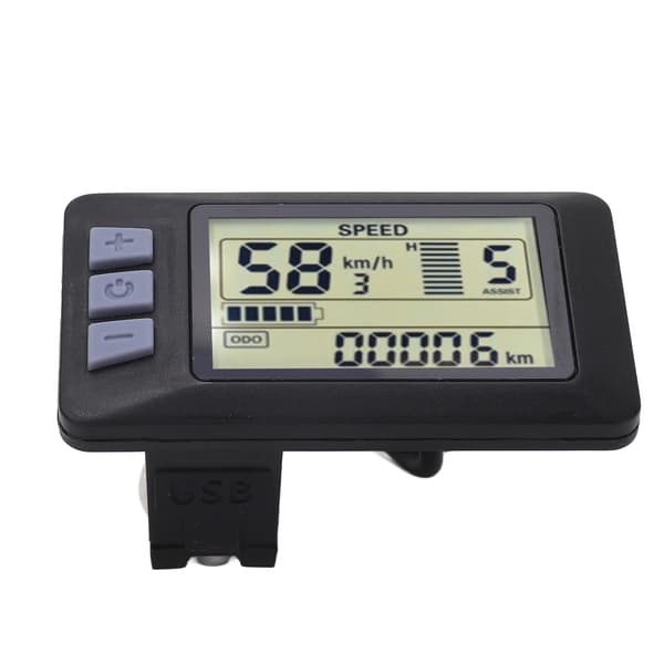 LCD-displaypanel til 24V 36V 48V 60V elcykel med vandtæt 6PIN ledning