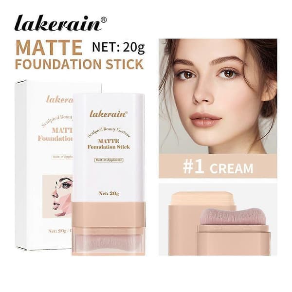Matt Foundation Stick - Full Coverage Concealer og Contour Stick med Innebygd Applikator, Lys
