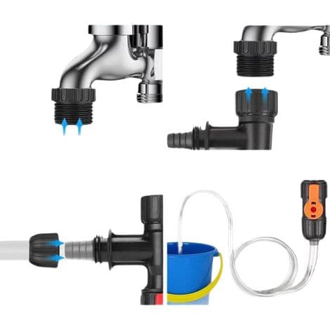 Erstatningsfittings til akvariehaner, vandskifterfittings, pumpemundstykker og 60 cm adaptere