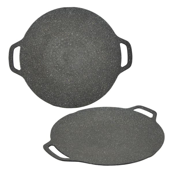 Koreansk non-stick grillpande, 6 lag, 30 cm, til indendørs/udendørs BBQ, sort
