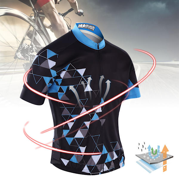 Cykeltröja för män, kortärmad, sommar, polyester, storlek S