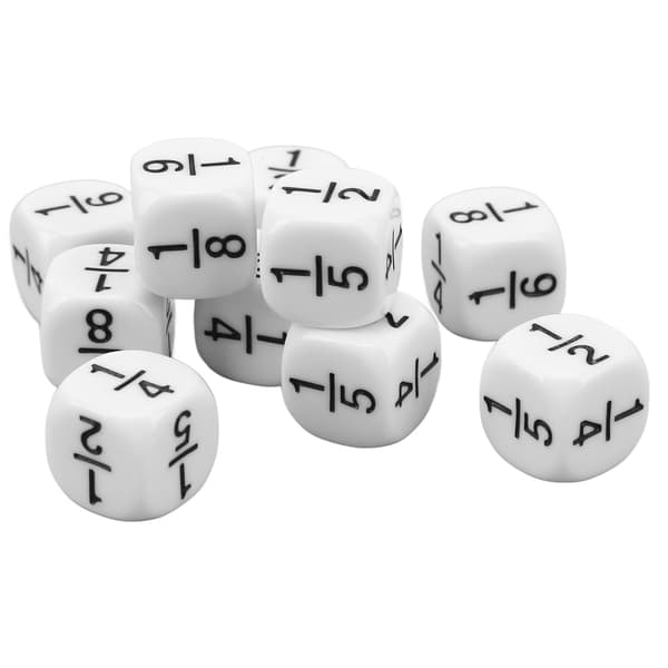 20 st 16 mm bråktärningar med tomma symboler - matematikundervisningsverktyg