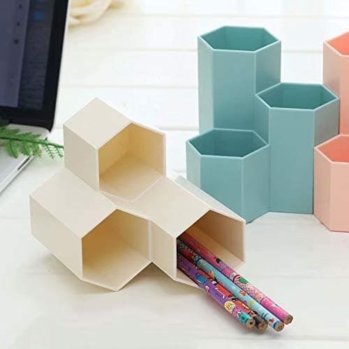 Kreativ Multifunktionell Hexagonal Sminkborste, Vasborstburk, Pennställ, Brevpappersförvaring Penna (Rosa)