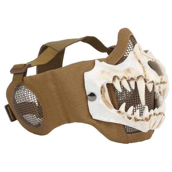 Halvansiktsskelettmask med tänder Halloween öronpropp för skräckdräkter