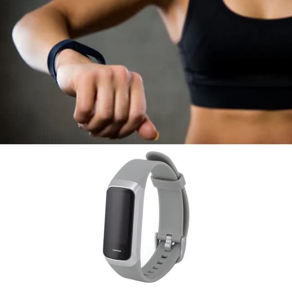 Smart armbånd, silikon, HD berøringsskjerm, søvnovervåking, sportsmoduser, vanntett, sølv