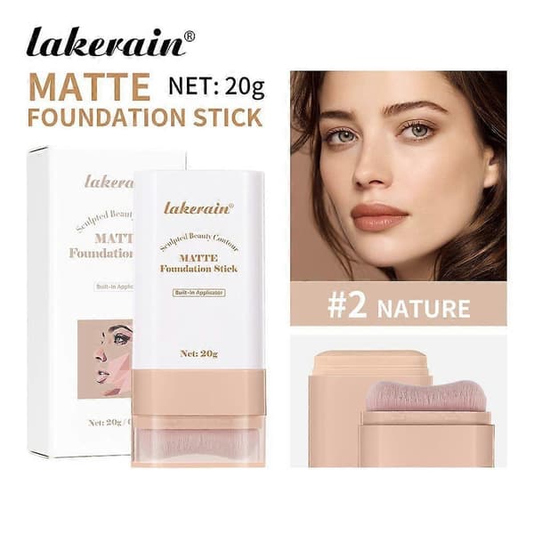 Matt Foundation Stick - Full Coverage Concealer og Contour Stick med Innebygd Applikator, Lys