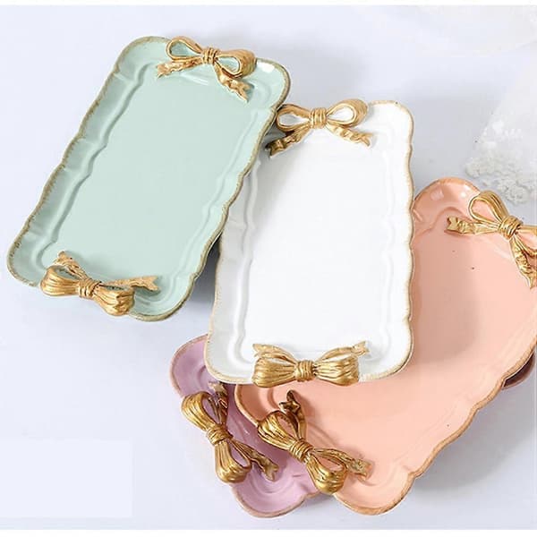 Rund smyckesfat, fräsch och elegant stil, ljusgrön harts dessertställ (1-pack)