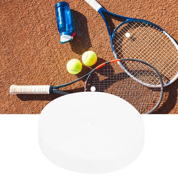 Sklisikker, svetteabsorberende grepstape for badminton- og tennisracketer, 10m, hvit polyesterfiber.