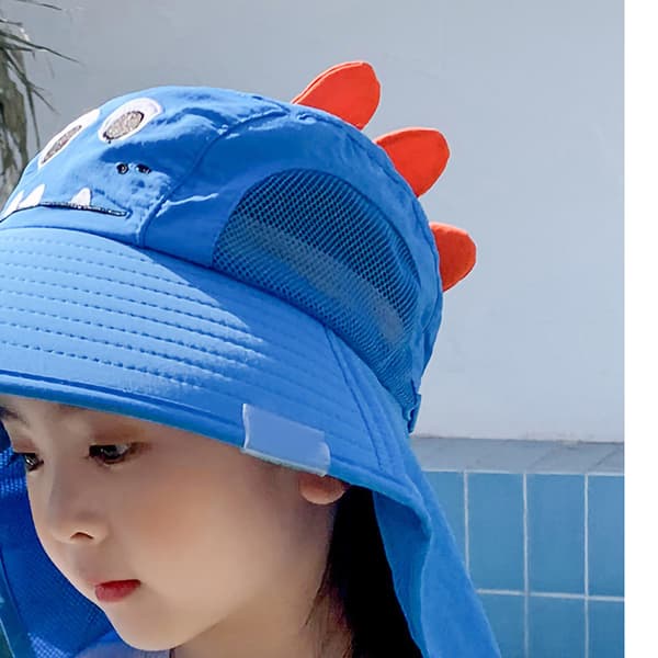 Sommerhatt for barn, fiskehatt med bred brem, solbeskyttelse, kongeblå, for gutter og jenter, én størrelse