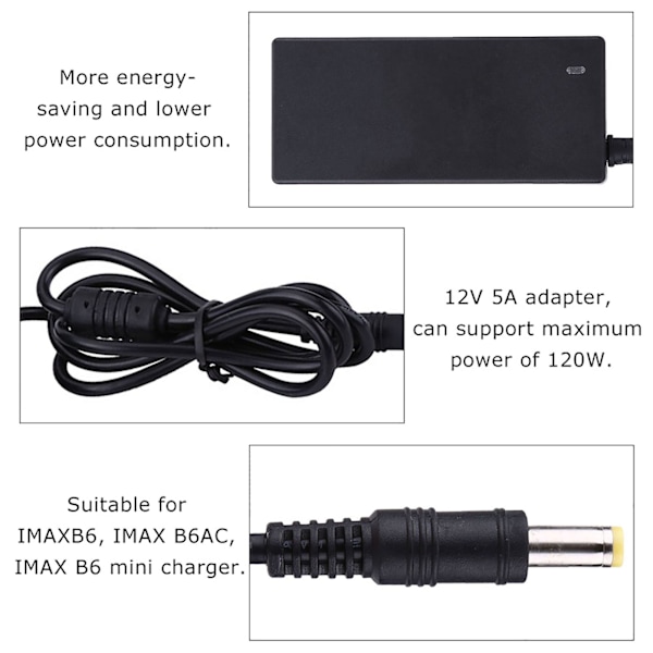 12V 5A strömadapter för IMAXB6 IMAX B6AC IMAX B6 mini RC-laddare