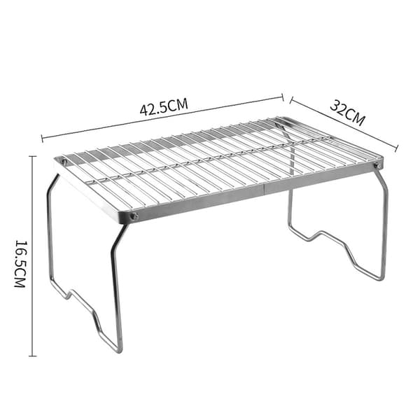 Bærbar sammenklappelig grill i rustfrit stål 304 til camping med håndtag og bæretaske