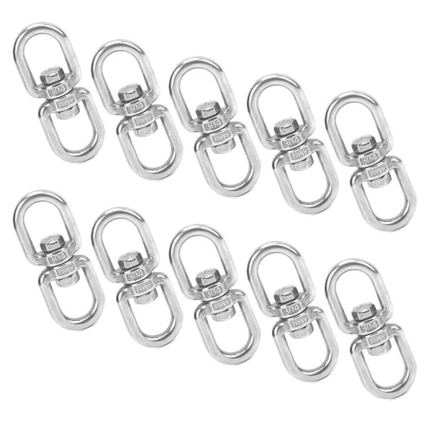 10 stk. M6 svingbare vegglamper i rustfritt stål, 8-formet ring, dobbeltende kobling
