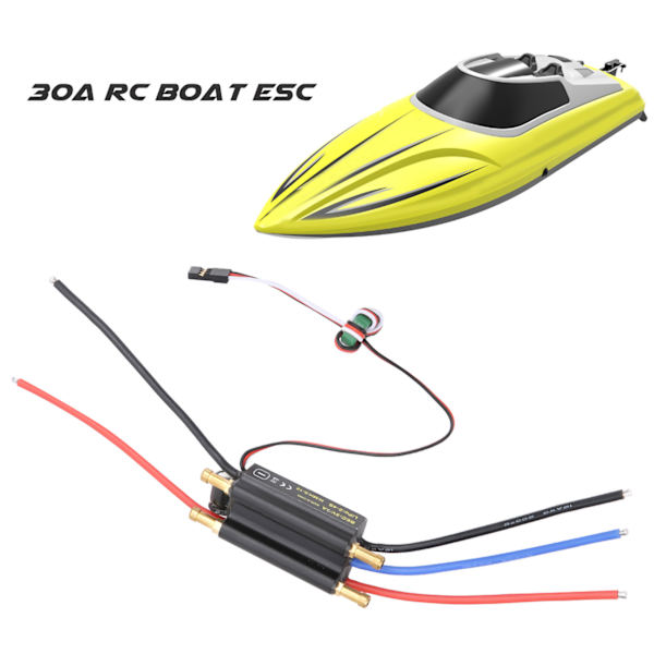 30A børsteløs ESC for RC-båt, vanntett hastighetskontroller, RC-båttilbehør