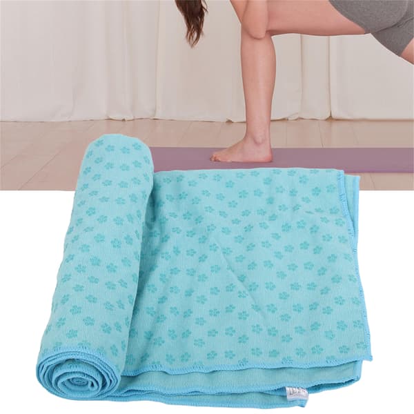 Skridsikkert betræk til absorberende yogamåtte, finfiber, 183x63cm, himmelblå.