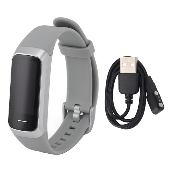 Smart armbånd, silikon, HD berøringsskjerm, søvnovervåking, sportsmoduser, vanntett, sølv
