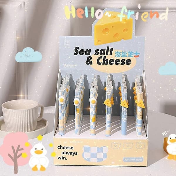 Sæt med 6 hurtigtørrende 0,5 mm gelpenne med søde \"havsaltost\"-designs.