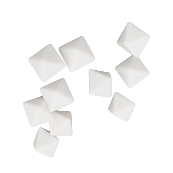 20 STK Sett med 8-sidige hvite blanke plastterninger for DIY brettspill og utdanning