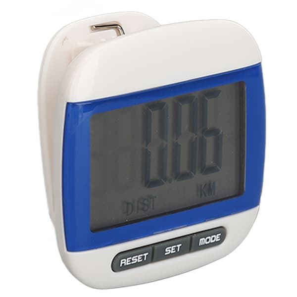 Skritteller for turgåing med stor LCD-skjerm, skritteller, kalorier, avstand, blå klips