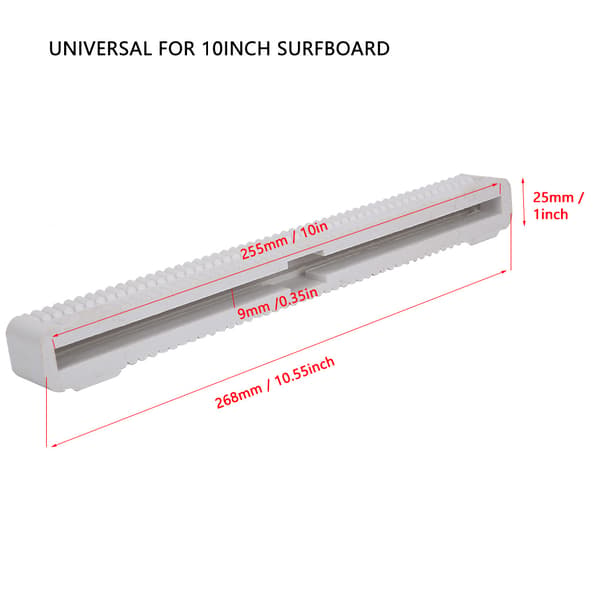 Universell senterfinneboks for 10-tommers longboard surfebrett, hvit nylon