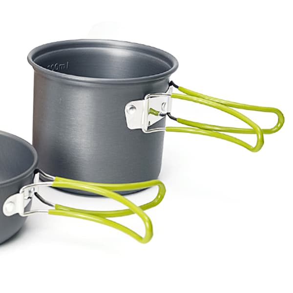 Bærbart campingsæt med kniv, gaffel, ske, aluminiumslegering og opbevaringspose
