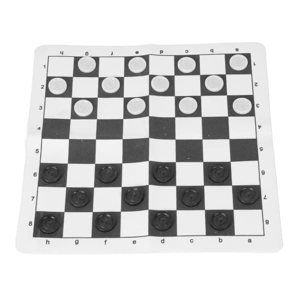 Bærbart pædagogisk damspil i PU-læder med foldbar bakke til børn og voksne