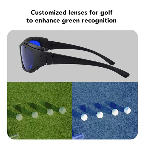Golfbold-genfindingsbriller med bredt synsfelt, blå linser, skridsikker beskyttelse til golf