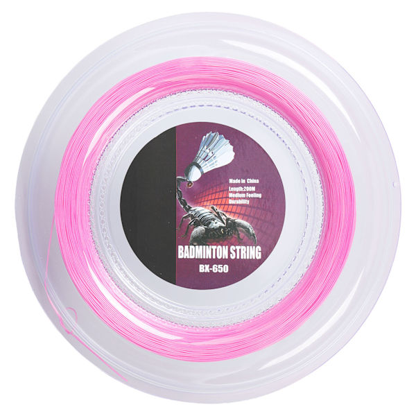 Badminton Racket String 200m Nylon 0.72mm BX650 Rosa for Trening