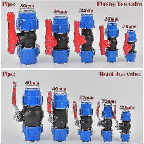PVC/PE vanningsventilbeslag 20/25/32/40/50 mm for hagevanningssystem [DB] 40 mm kryss