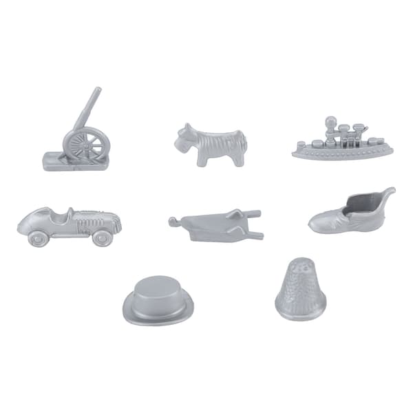 Plastbrettspillbrikker med terninger, tilbehør, kanon, bil, skip, hatt, reservedeler