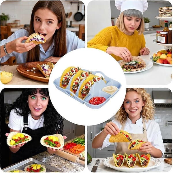 Set med 2 tortillahållare i silikon med avdelare och såsfack.