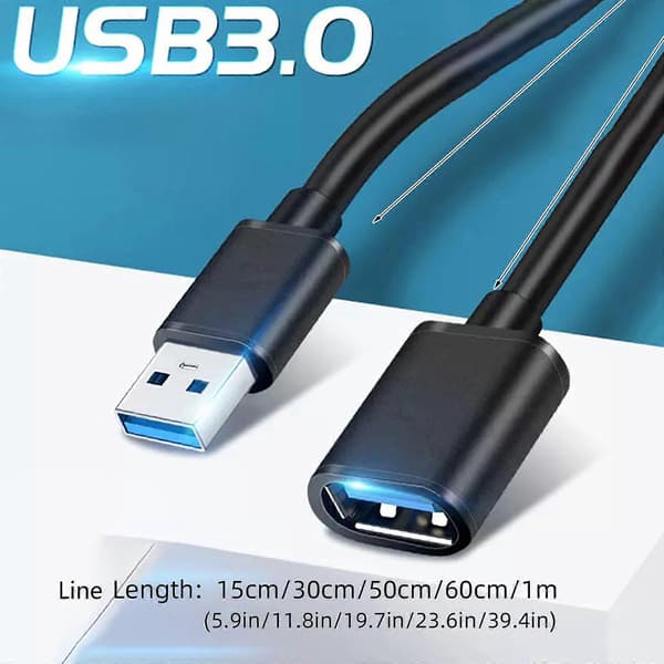 L-formad USB 3.0 förlängningskabel, 90-graders böj, 5 Gbps adapterkabel, lämplig för stationära datorer, bärbara datorer och kringutrustning.