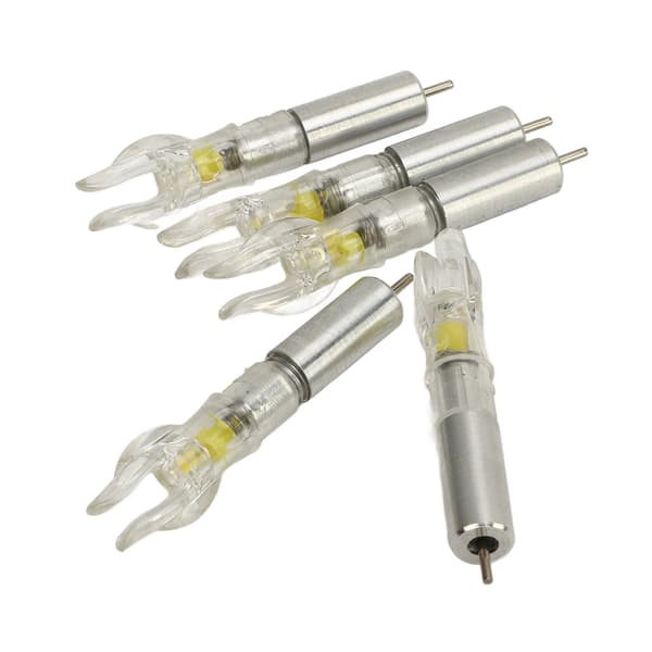 5 STK LED Lysende Pilehaler med Batteri, Plast, Nem Installation til Pile, 6,2 mm Indvendig Diameter, Gul