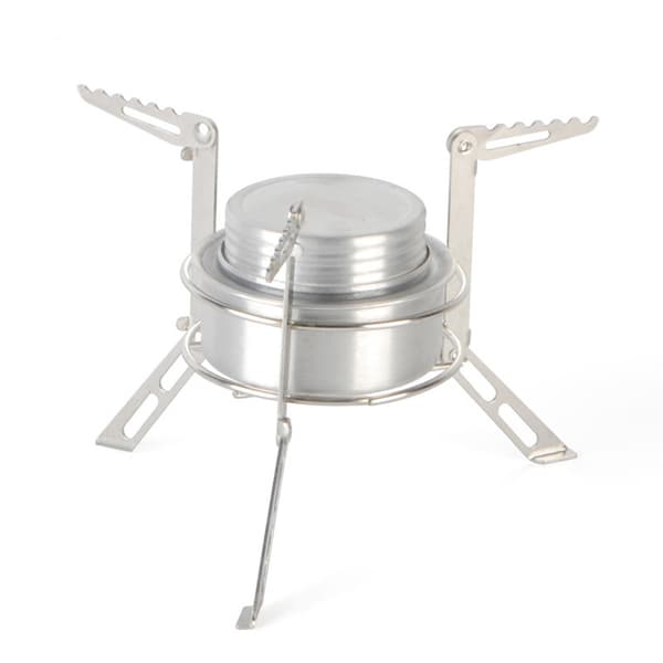 Rund Spritbrenner for Camping med Stativ, Rustfritt Stål, Bærbar for Piknik og Grill