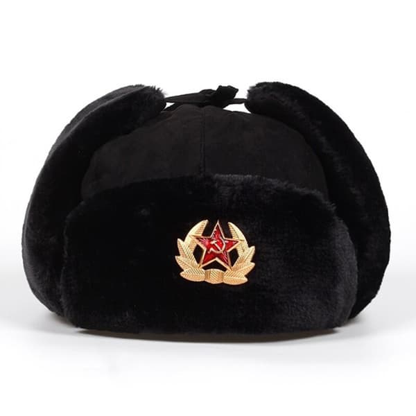 Ushanka Vinterlue med Merke, Bomber Pilotlue, Varm med Øreklaff, Unisex