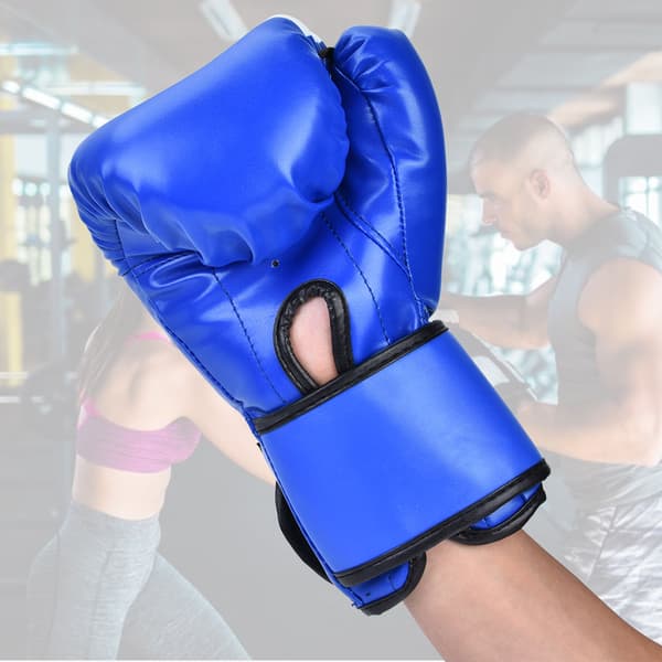 Boxningshandskar i PU-läder för träning, sparring, sandsäck, Muay Thai (blå)