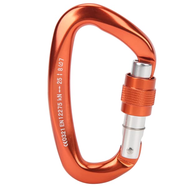 D-formad låskrok för bergsklättring, aluminiumlegering, magnesium, säker, 25KN, orange.