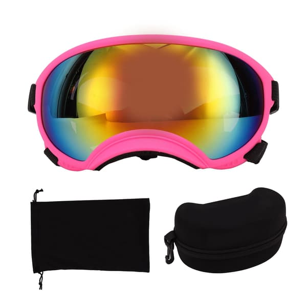 UV-sikre hundebriller med justerbar stropp, forsterkede linser, rosa