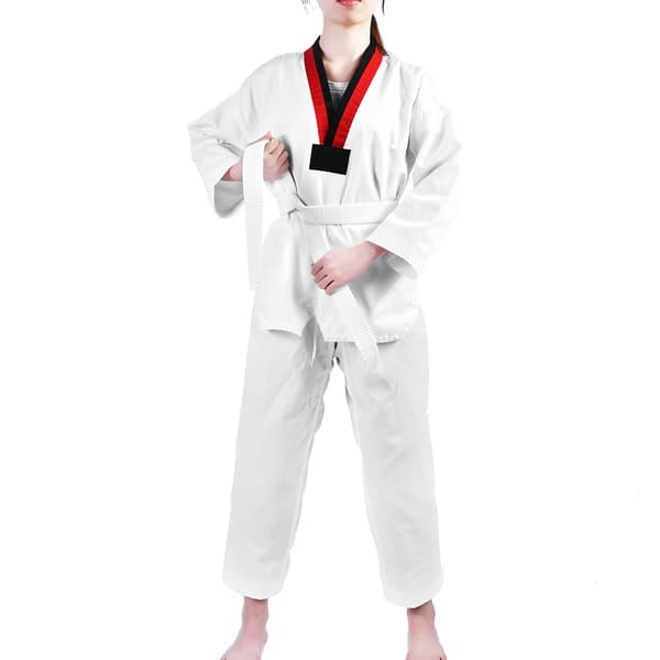 100 % bomull Taekwondo-uniform for voksne og barn med hvitt belte, størrelse 120