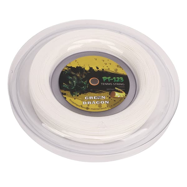 Hvit polyester tennisracketstreng 1,25 mm 200M med dobbelt sømmønster, slagfast