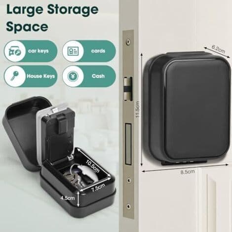 Smart nøgleboks, Bluetooth nøgleboks, der understøtter TTLock-appen og 12-cifret PIN-kode. Velegnet til hjemmet, garagen, lejligheden osv.