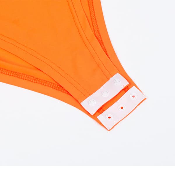 Dame Slim Langermet Leotard Elegant Oransje Mote Dans