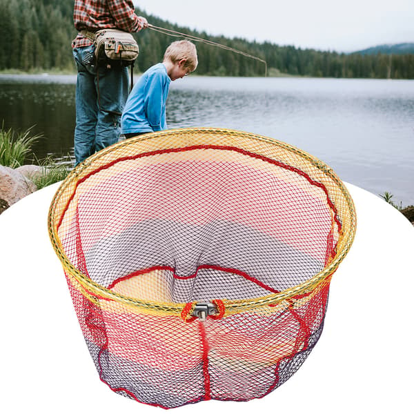 Bærbart flydende fiskenet til fiskeri med rustfrit stål og farverigt non-stick net