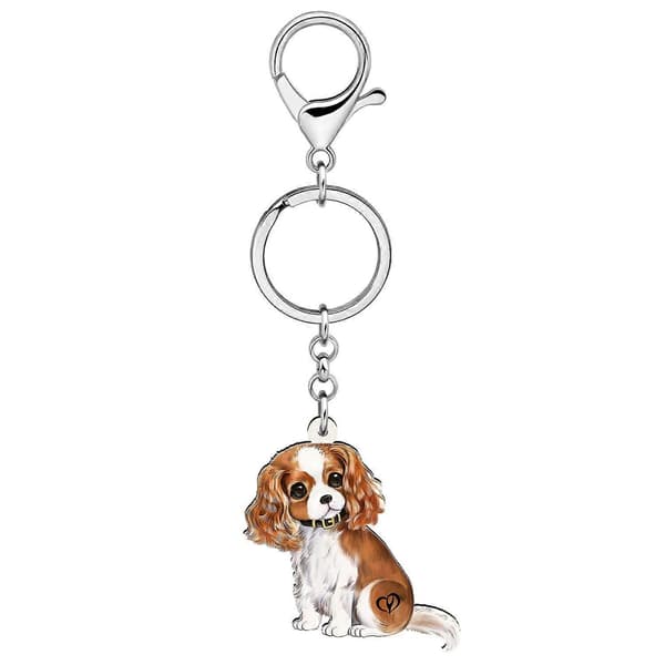 2 STK Akryl Søde Cavalier King Charles Spaniel Hund Nøgleringe Nøglering Kæledyr Smykker kompatibel med