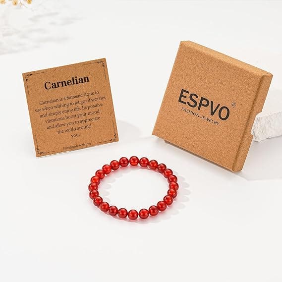 Naturstein Helbredende Krystallarmbånd Gaver til Kvinner Damer 8mm Elastisk Edelsten Perlearmbånd.