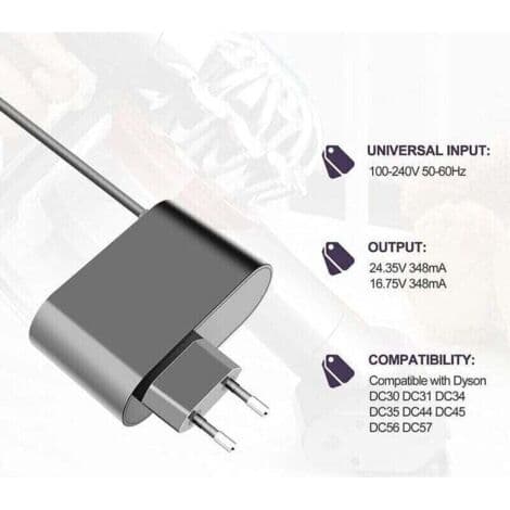 Dyson-lader kompatibel med DC30 DC31 DC34 DC35 DC44 DC45 DC56 DC57 16.75V/24.35V Dyson støvsugerbatteri