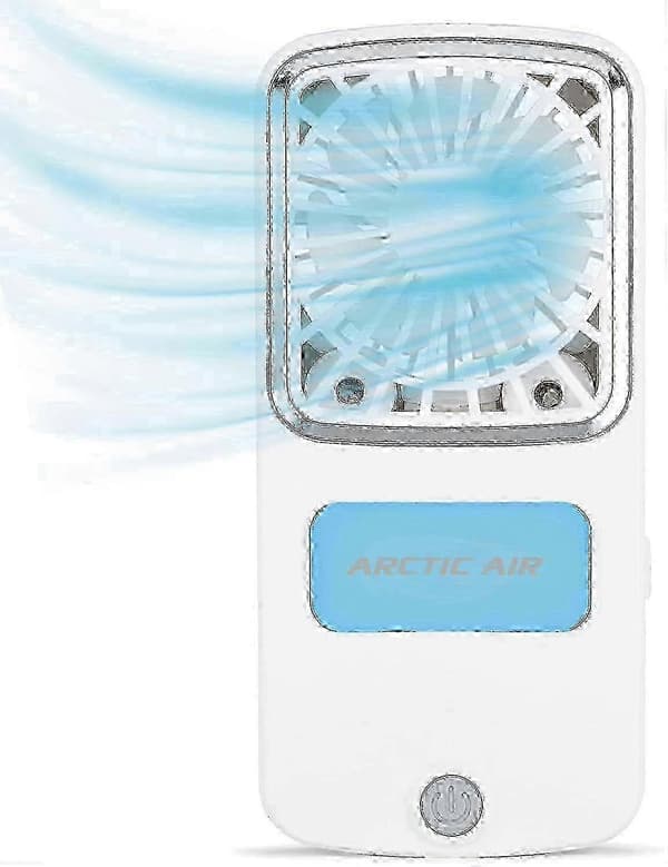 Ultrakompakt mini-lommeventilator, drevet af et genopladeligt batteri.