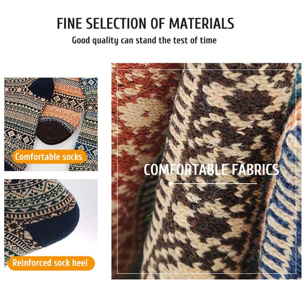5 par unisex uldsokker, vinter, varme, tykke, behagelige, strikkede, afslappede, bløde