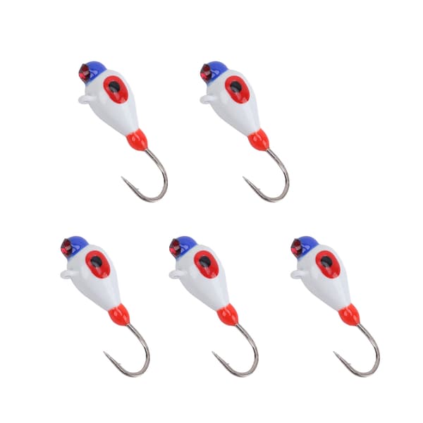 Kit med 5 vassa 5 mm isfiskedrag i kolstål för abborre och crappies